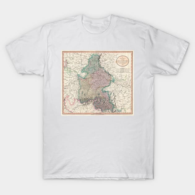 Vintage Map of Bavaria Germany (1799) T-Shirt by Bravuramedia